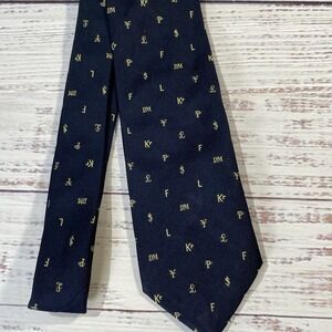 Pintail Blue Necktie International Currency Sign Dollar Yen Pound $ Deutsche Tie